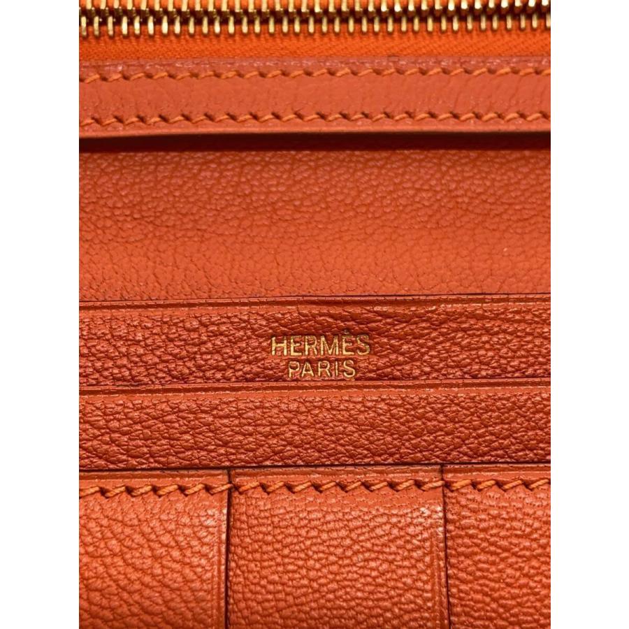 HERMES◇2つ折り財布/レザー/ORN/無地/レディース/ベアンスフレ