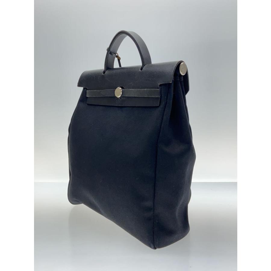 HERMES◇トートバッグ/キャンバス/BLK/無地/エールバッグ/アドPM
