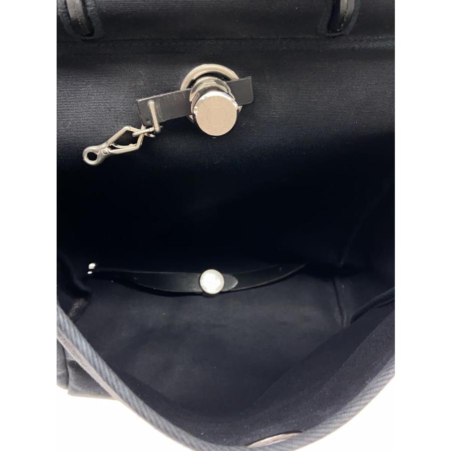 HERMES◇トートバッグ/キャンバス/BLK/無地/エールバッグ/アドPM