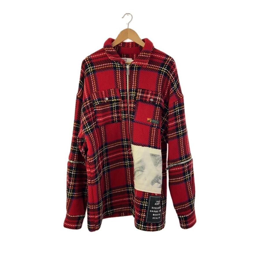 Palm Angels◇CHECK ZIPPED OVERSHIRT/ジャケット/52/RED/チェック 