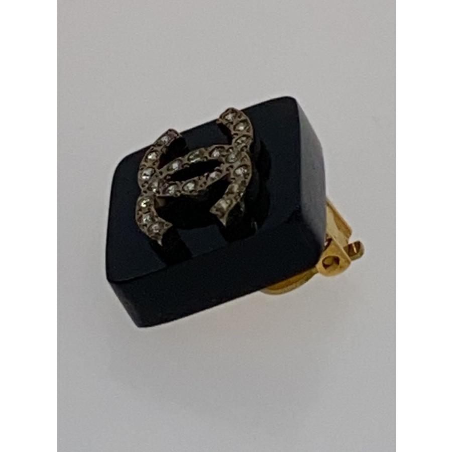 CHANEL◆イヤリング/片耳/ラインストーン/BLK/レディース/95 P イヤリング ココ_2