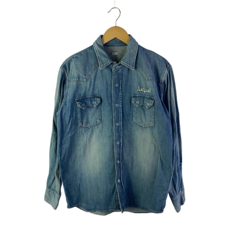 コ*ス様 SEQUEL シャツ ブルー L SEQUEL◇長袖シャツ/S/コットン/IDG : セカンドストリートYahoo!店