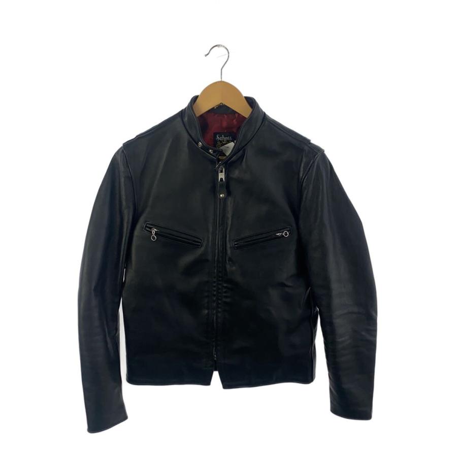 Schott◇シングルライダースジャケット/36/牛革/BLK/無地/7009/641XX