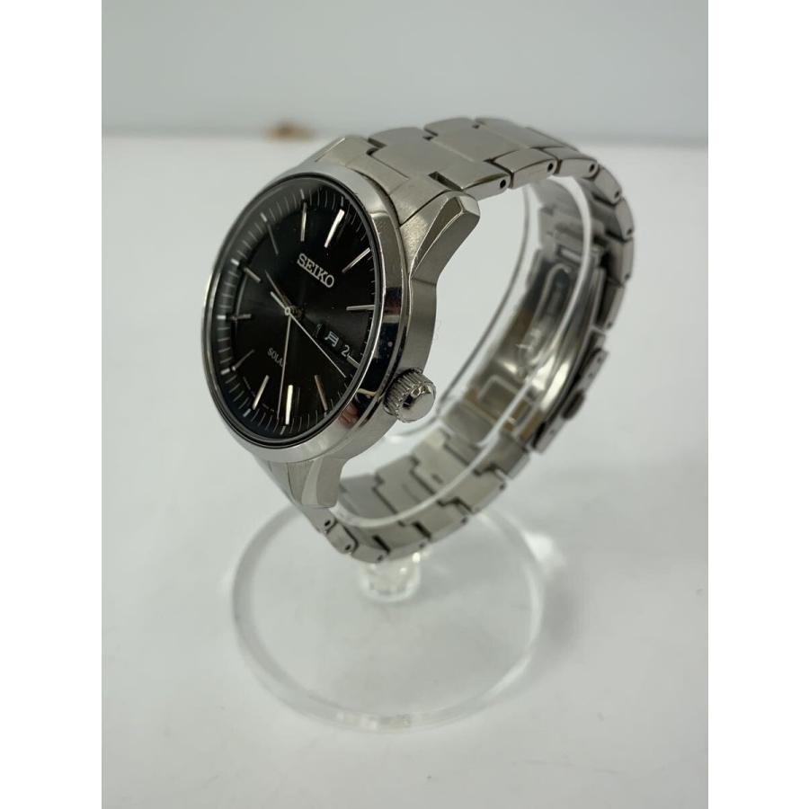 SEIKO◇ソーラー腕時計/アナログ/ステンレス/BLK/SLV/SS/SBPX063