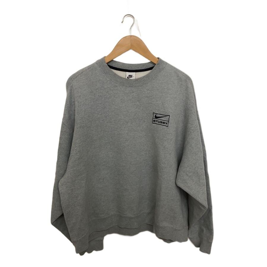 NIKE◇×STUSSY OVERSIZED CREWNECK SWEAT/袖口汚れ/L/GRY/DO9337-063