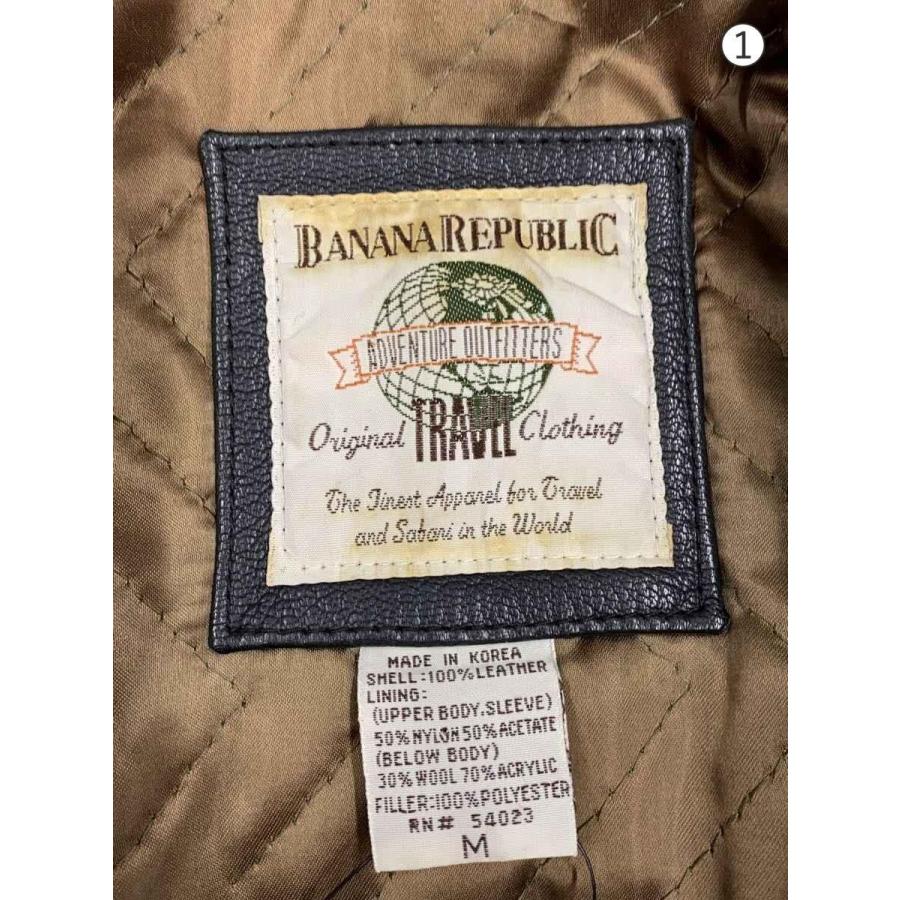 BANANA REPUBLIC◇90s/カーコート/M/レザー/BLK// : セカンド