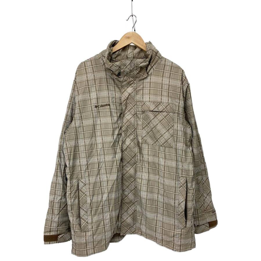 Columbia◇ジャケット/L/ナイロン/ベージュ/チェック/208 sm 7714