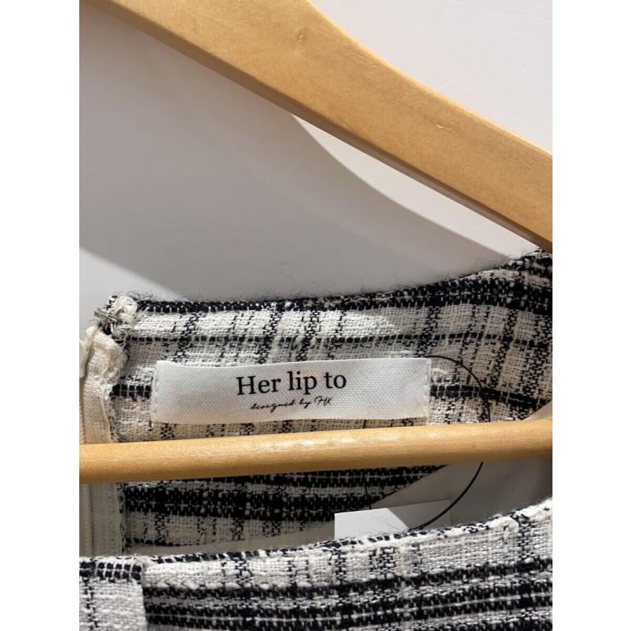 Her lip to◇ClassicTweedBeltedDress/半袖ワンピース/M/コットン/WHT 
