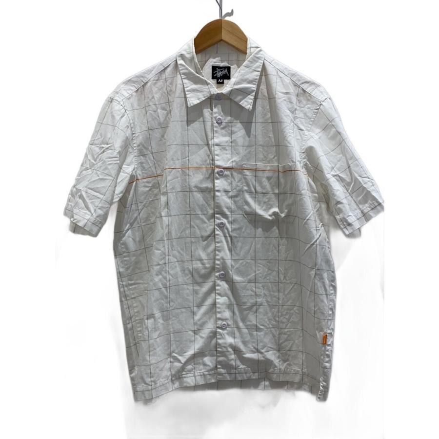 STUSSY◇90s/黒タグ半袖シャツ/M/コットン/WHT : セカンドストリート