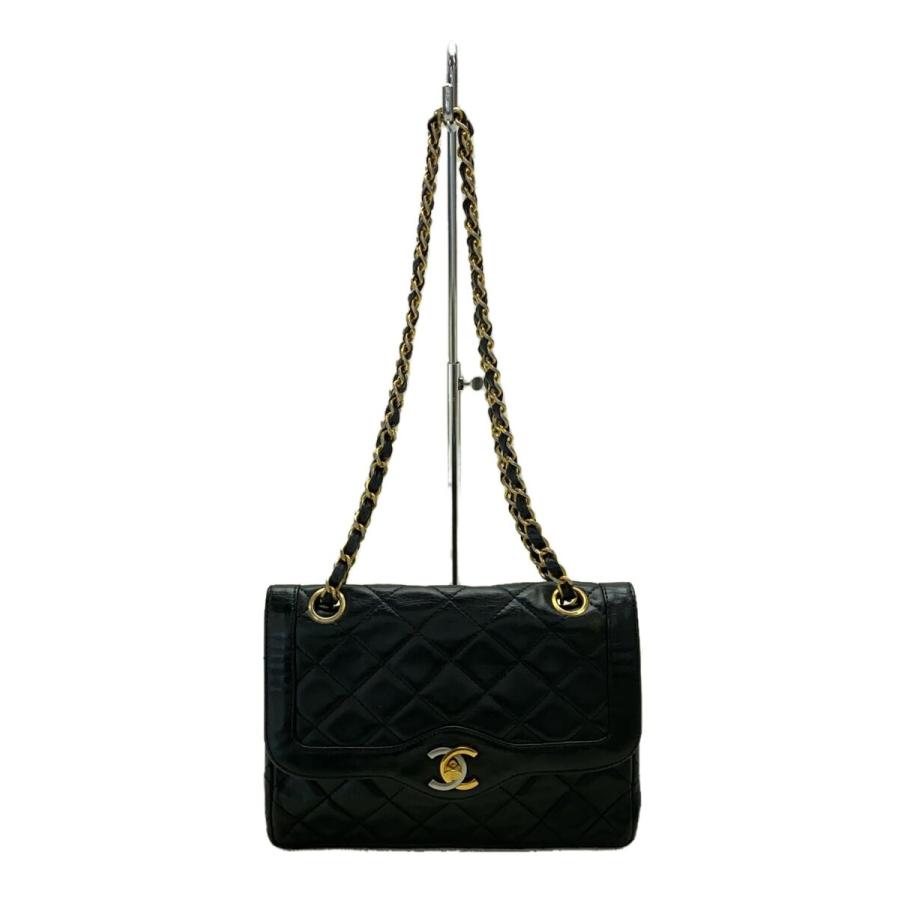 CHANEL マトラッセ パリ限定 チェーンショルダーバッグ ブラック CHANEL◇マトラッセチェーンショルダーバッグ/パリ限定/ショルダー