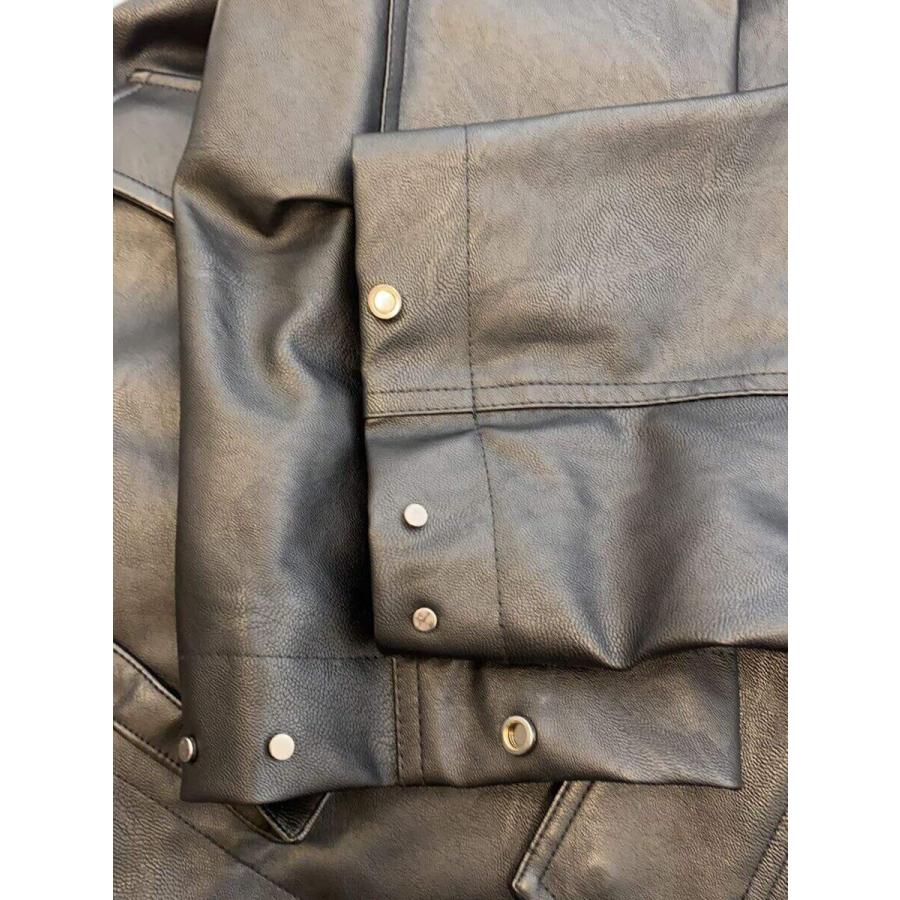 WYM◇レザージャケット・ブルゾン/M/フェイクレザー/BLK/無地