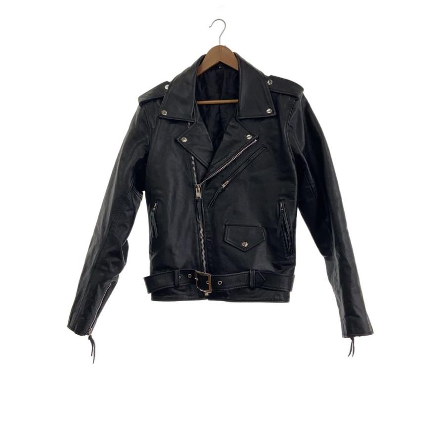 FREEDOM◇ダブルライダースジャケット/46/レザー/BLK : セカンド