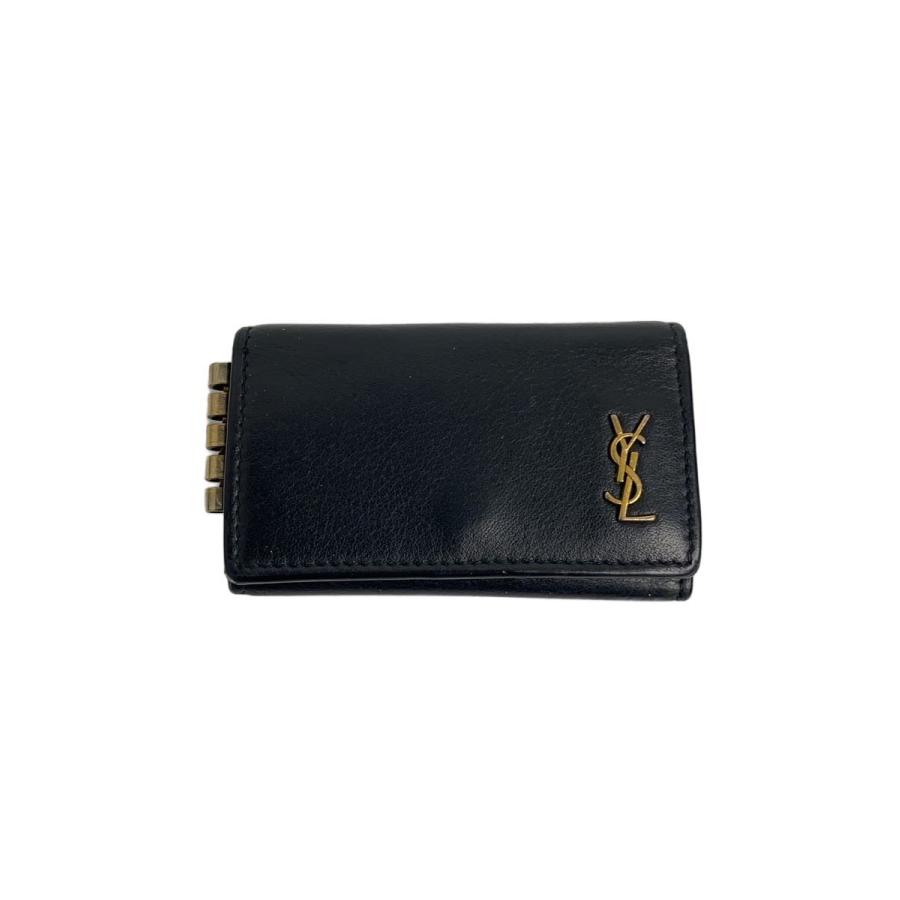 SAINT LAURENT ブラックキーケース SAINT LAURENT◇キーケース/レザー/ブラック/メンズ/4連 : セカンド