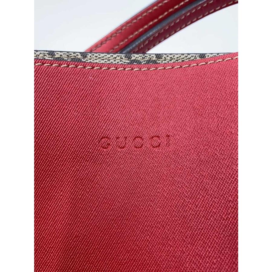 GUCCI◇トートバッグ_GGスプリーム/レザー/RED/無地 : セカンド