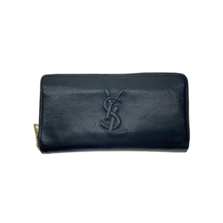 Yves Saint Laurent ブラック長財布 YVES SAINT LAURENT◇長財布/レザー/BLK/無地/レディース : セカンド
