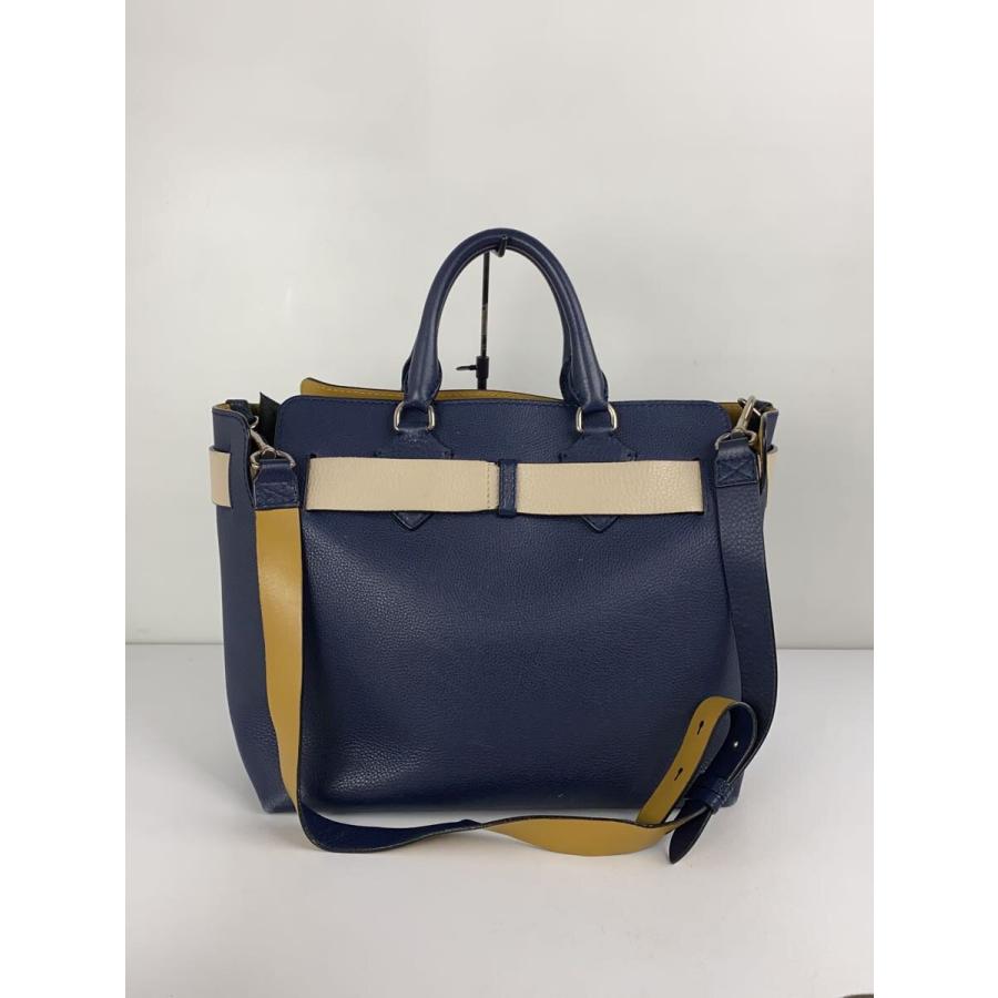 BURBERRY◆2WAY/ハンドバッグ/レザー/ネイビー