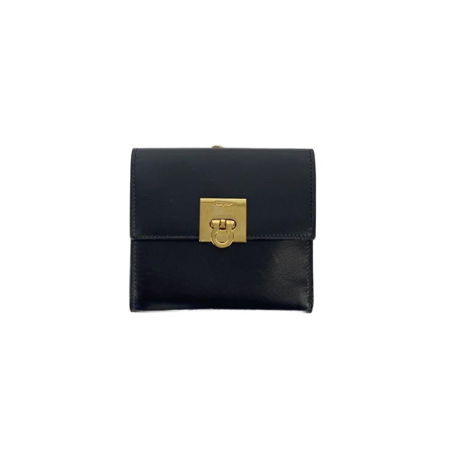 Salvatore Ferragamo◇2つ折り財布/ガンチーニ/BLK/メンズ/AQ-228593
