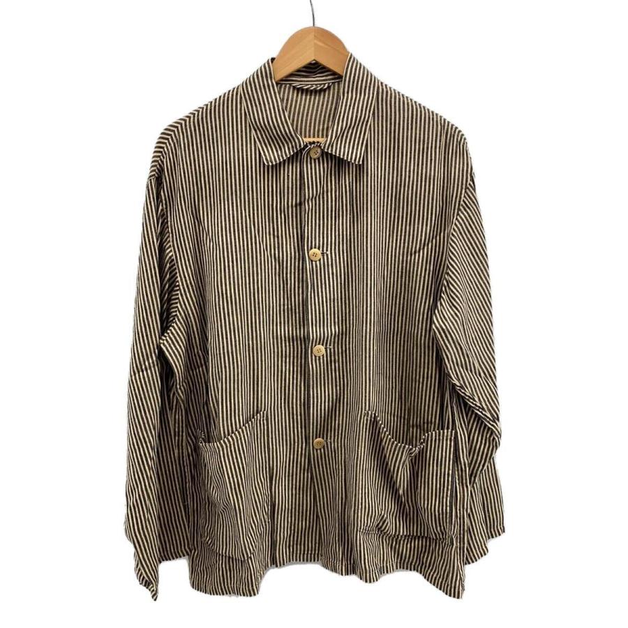 【マーケティング論】COMOLI 22SS ストライプ ワークジャケット COMOLI◇22ss/ストライプワークジャケット/2/コットン/BEG/V01-01024