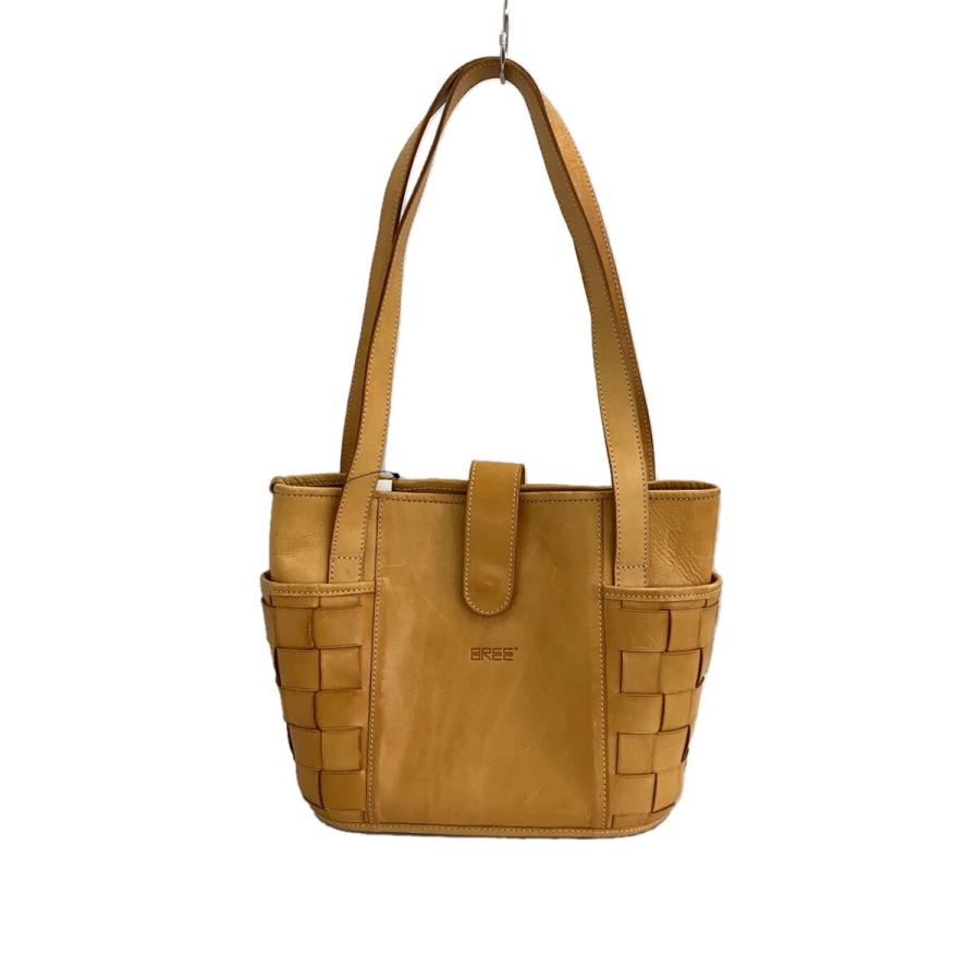 BREE◇ヌメ革トート/編ミ込ミトートバッグ/レザー/BEG/イントレ  