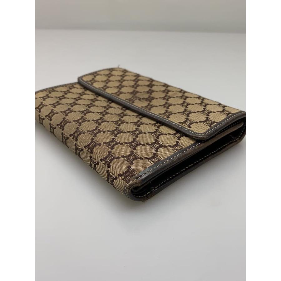 CELINE◇3つ折り財布/キャンバス/BEG/総柄/メンズ/マカダム柄/角 