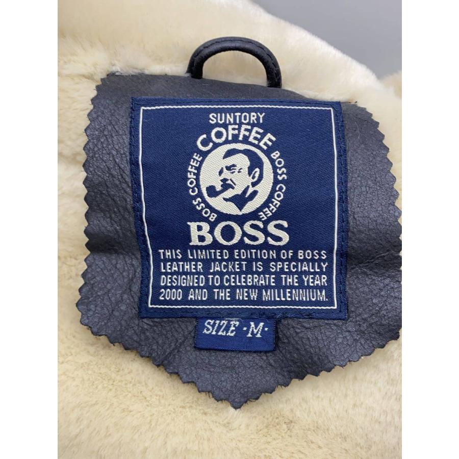 SUNTORY BOSS◇BOSSジャン/B-3/フライトジャケット/M/羊革/BLK/劣化