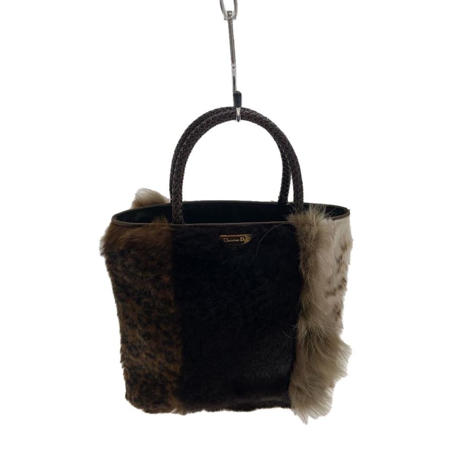 Christian Dior◇ファーハンドバッグ/ファー/BRW/レオパード