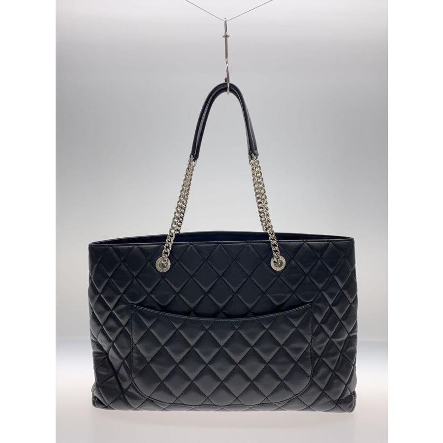 CHANEL◇マトラッセ チェーンハンドルトートバッグ/レザー/BLK