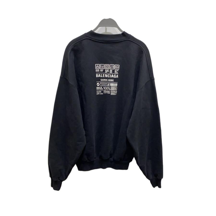 BALENCIAGA◇L/23SS/バックプリントスウェット/XXS/コットン/BLK/無地