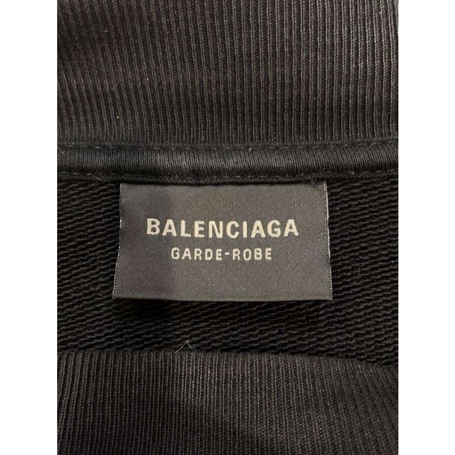 BALENCIAGA◇L/23SS/バックプリントスウェット/XXS/コットン/BLK/無地