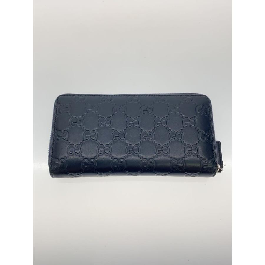 GUCCI◇長財布_アヴェル_マイクログッチシマ/レザー/NVY/メンズ