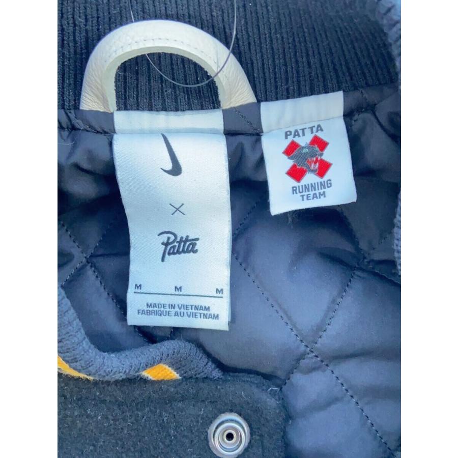 NIKE◇PATTA VARSITY JACKET BLACK/スタジャン/M/ウール/ブラック