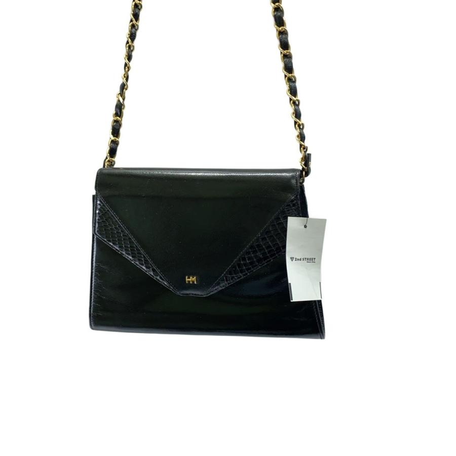 HANAE MORI◇ショルダーバッグ/レザー/BLK/無地 : セカンドストリート