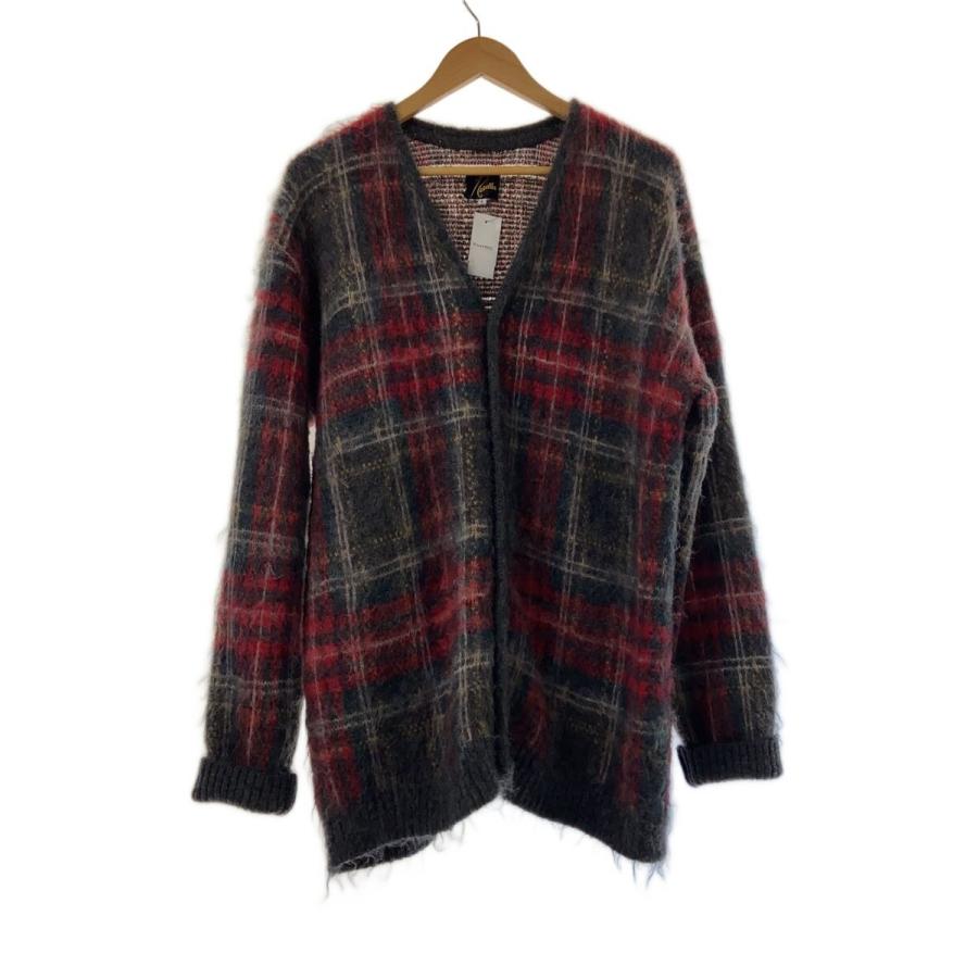 Needles◇カーディガン(厚手)/L/モヘア/レッド/チェック/ns1505