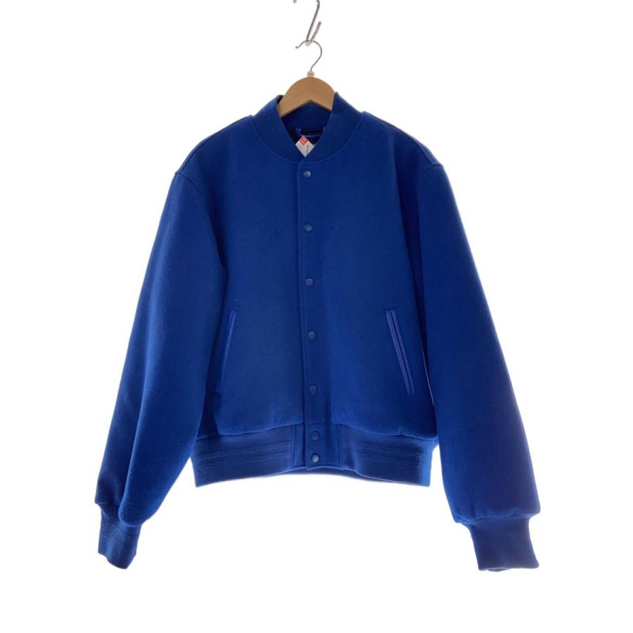 STUSSY◇stussy sport melton varsity jacket/スタジャン/M/ウール/BLU