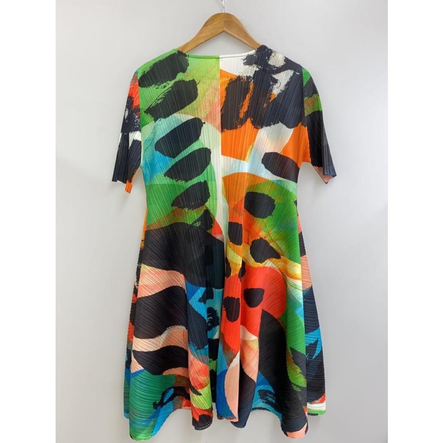 PLEATS PLEASE ISSEY MIYAKE◆半袖ワンピース/5/ポリエステル/マルチカラー/PP91-JH723//_1