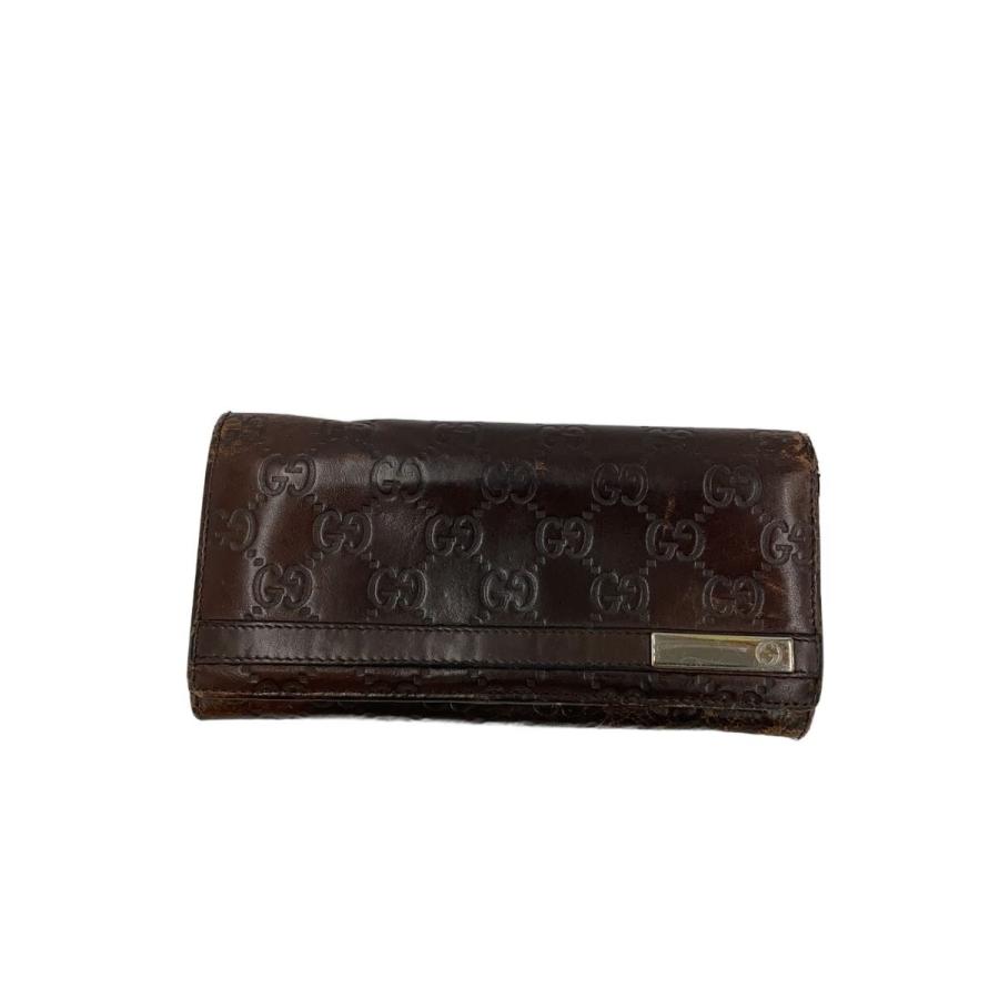 GUCCI グッチシマ 長財布 レザー ブラウン GUCCI◇長財布_グッチシマ/レザー/ブラウン/総柄/メンズ// : セカンド