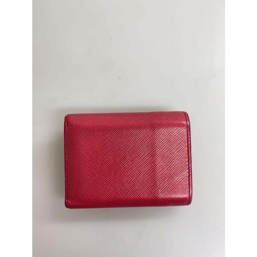 PRADA プラダ　三つ折りサイフ　RAD 赤　レッド PRADA◇3ツ折サイフ/レザー/レッド/無地/レディース : セカンド