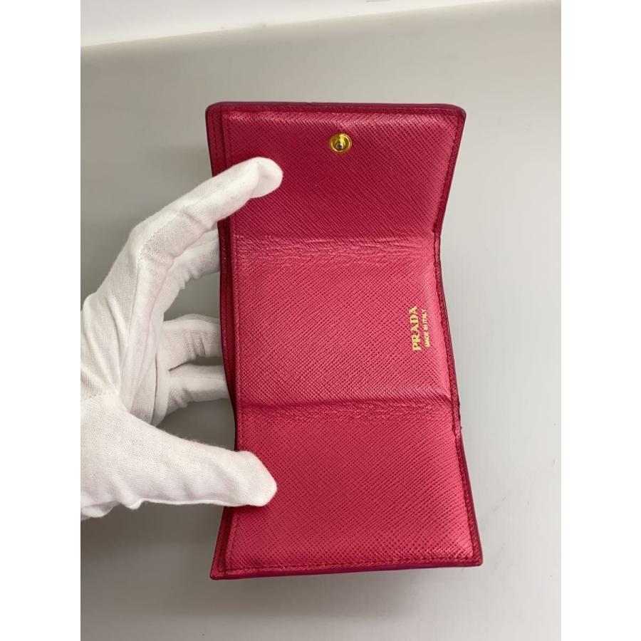 PRADA◇3ツ折サイフ/レザー/レッド/無地/レディース : セカンド