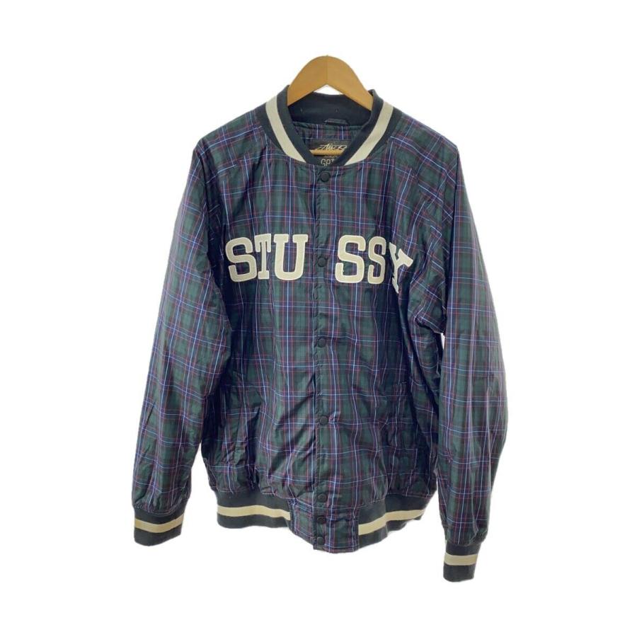 Stussy グリーン スタジャン　ジャケット STUSSY◇00s/gear/スタジャン/XL/ポリエステル/GRN/グリーン/チェック