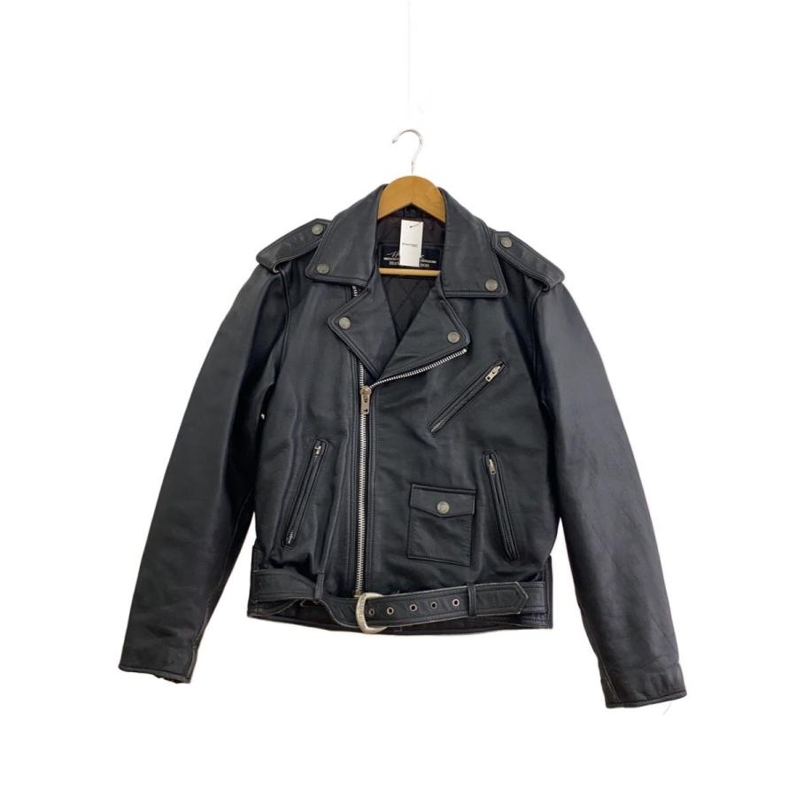 【HARLEY DAVIDSON】　ダブルライダースジャケット HARLEY DAVIDSON◇ダブルライダースジャケット/38/レザー/BLK/無地