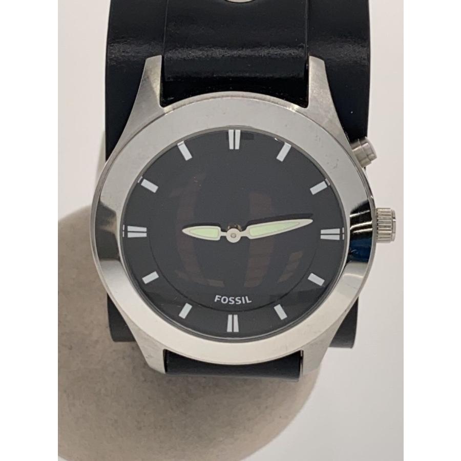 FOSSIL◇BIGTIC/クォーツ腕時計/アナログ/レザー/BLK/BLK/SS/FS5739