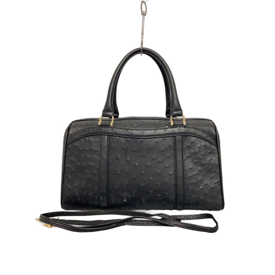 ESTE PARIS/オーストリッチ/ハンドバッグ/レザー/BLK/無地 : セカンド