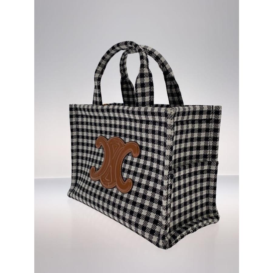 CELINE◆SMALL CABAS THAIS/ハンドバッグ/キャンバス/BLK/ギンガムCK/199162FYQ