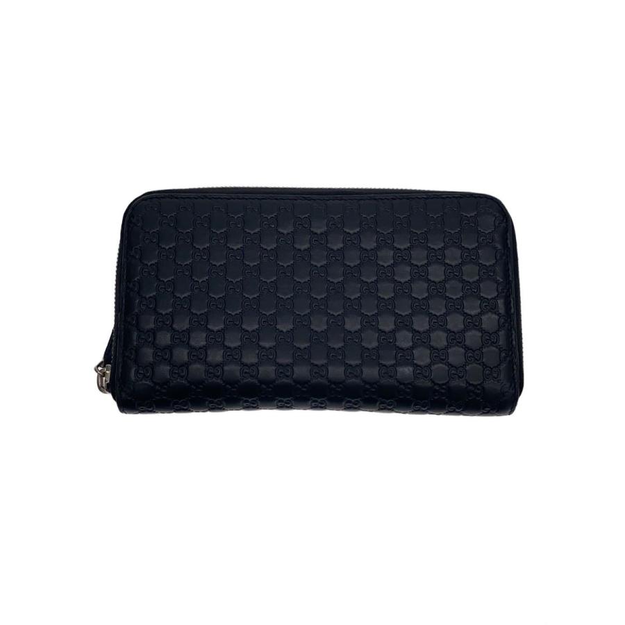 GUCCI◇長財布_マイクログッチシマ/レザー/BLK/総柄/メンズ 