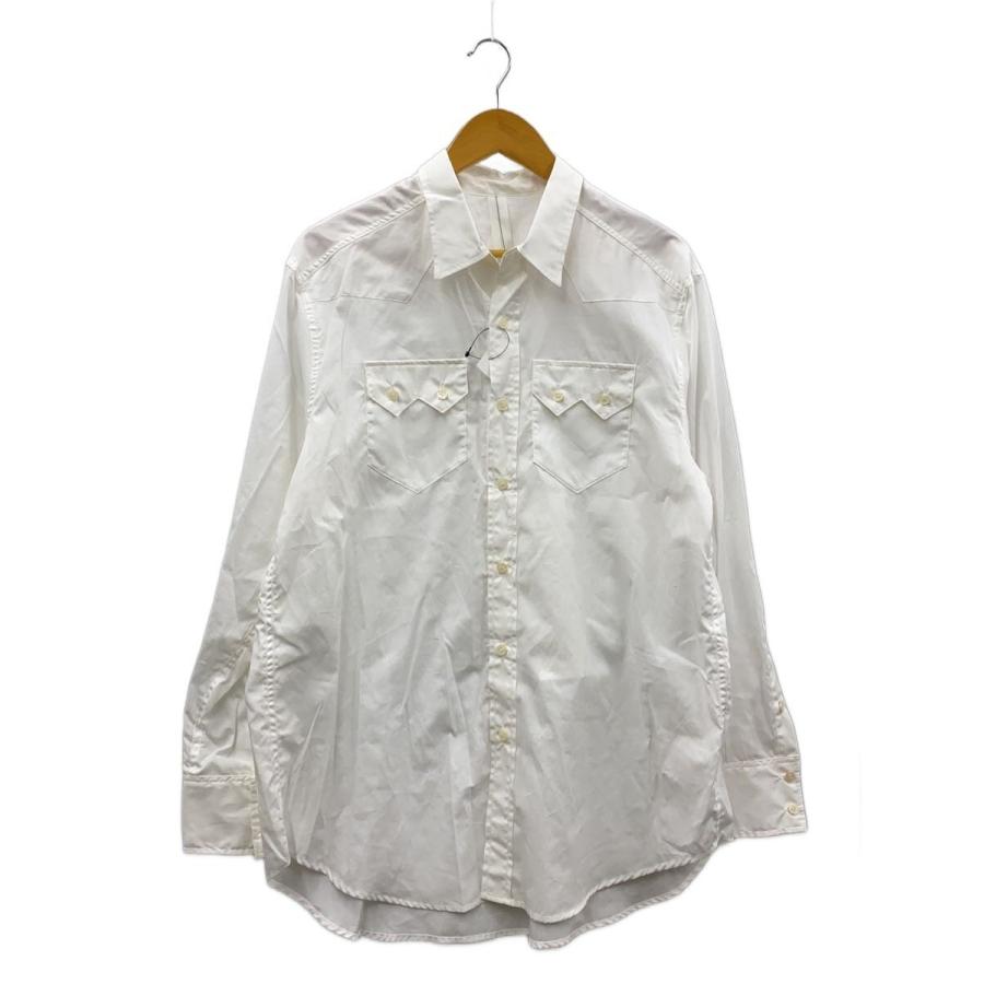 MASNOU DESIGN◆C-2 SHIRTS ROUND COLLAR/長袖シャツ/2/コットン/WHT/無地/130 A-100//