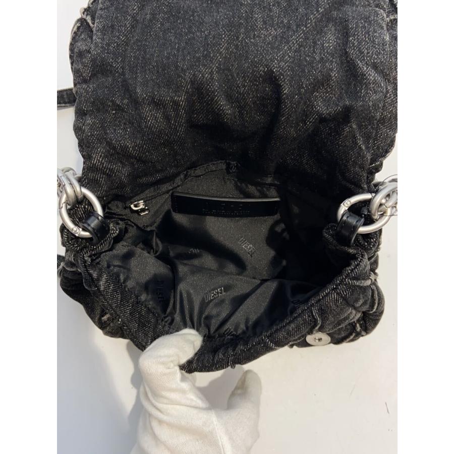 DIESEL◇Charm-D Denim Shoulder Bag S/ショルダーバッグ/デニム/BLK