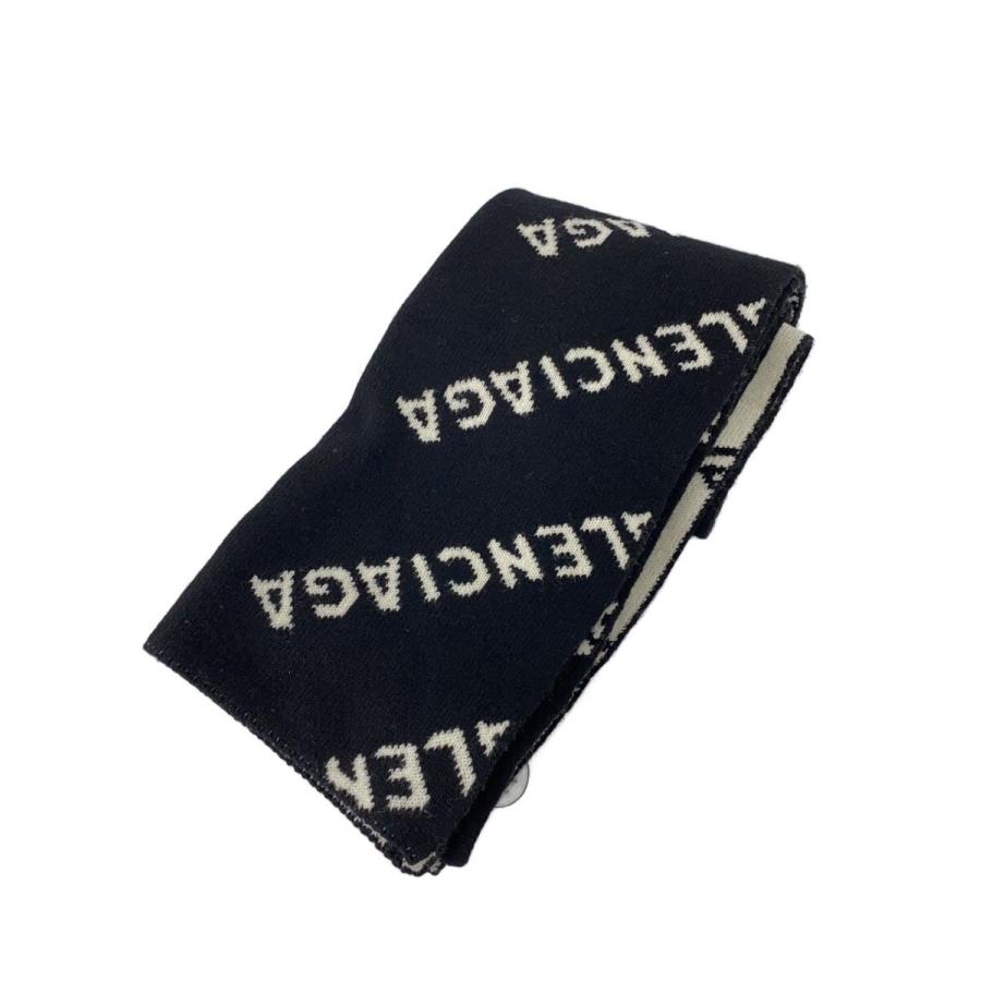 BALENCIAGA◇マフラー/ウール/BLK/総柄/メンズ : セカンドストリート