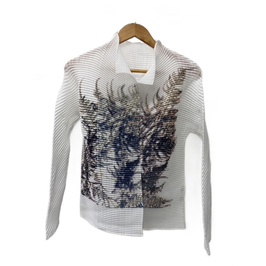 ISSEY MIYAKE◇25ss/PRESSED FLORA PLEATS TOP/2/ポリエステル/WHT/総