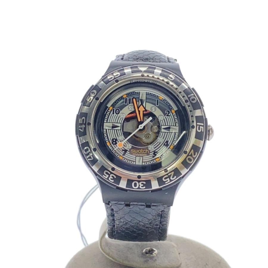 SWATCH◇クォーツ腕時計/アナログ/--/SLV/BLK : セカンドストリート 