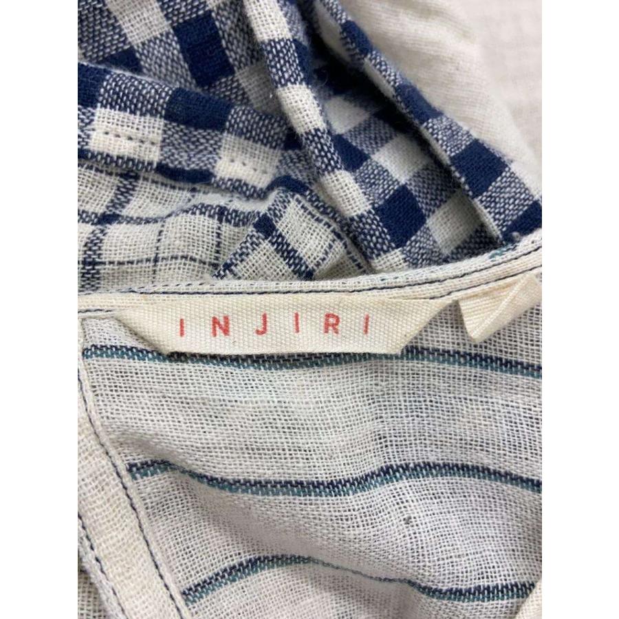 INJIRI◇パッチワーク/長袖ワンピース/M/コットン/CRM : セカンド